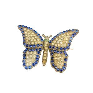 Antique Pot Metal & Paste Butterfly Brooch (A4037)